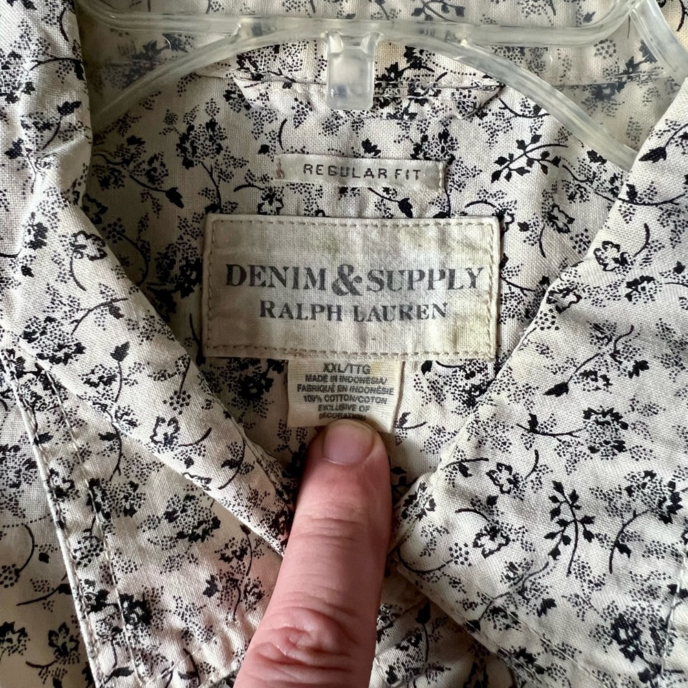 Ralph Lauren Denim & Supply Men's Floral Shirt - Black and Cream